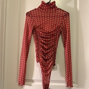 Free People Under It All Printed Mesh Long Sleeve Bodysuit